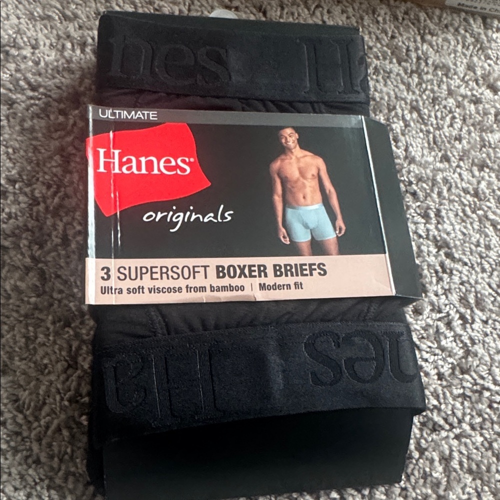 Hanes Black Men's Boxer Briefs - 3-Pack